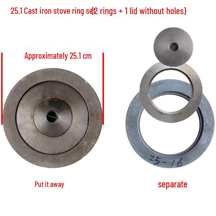 Cast Iron Firewood Stove Ring & Lid: Thickened Rustic Pot and Fire Pit Accessories
