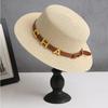 Retro flat top hat summer seaside beach sunshade sun protection straw hat vacation style sun hat children