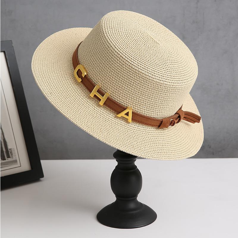 Ретро шляпа-цилиндр с плоским верхом летняя пляжная солнцезащитная соломенная шляпа для отпуска солнцезащитная шляпа детская Adult (56-58cm) бежевый