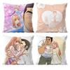 Anime M-My L-Love Story Pillow Case Anti-dustmite Pillowcase Invisible Zipper Silky Short Plush Sofa Cushion Cover