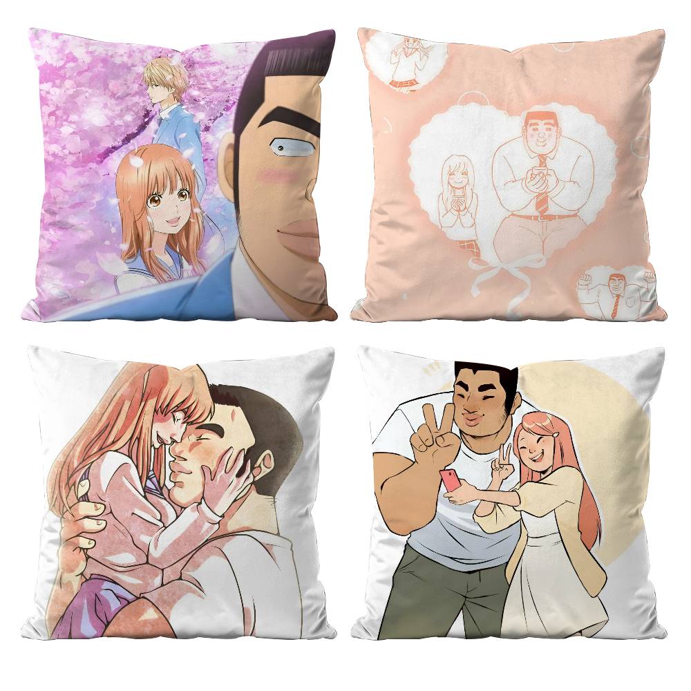 Anime M-My L-Love Story Pillow Case Anti-dustmite Pillowcase Invisible Zipper Silky Short Plush Sofa Cushion Cover