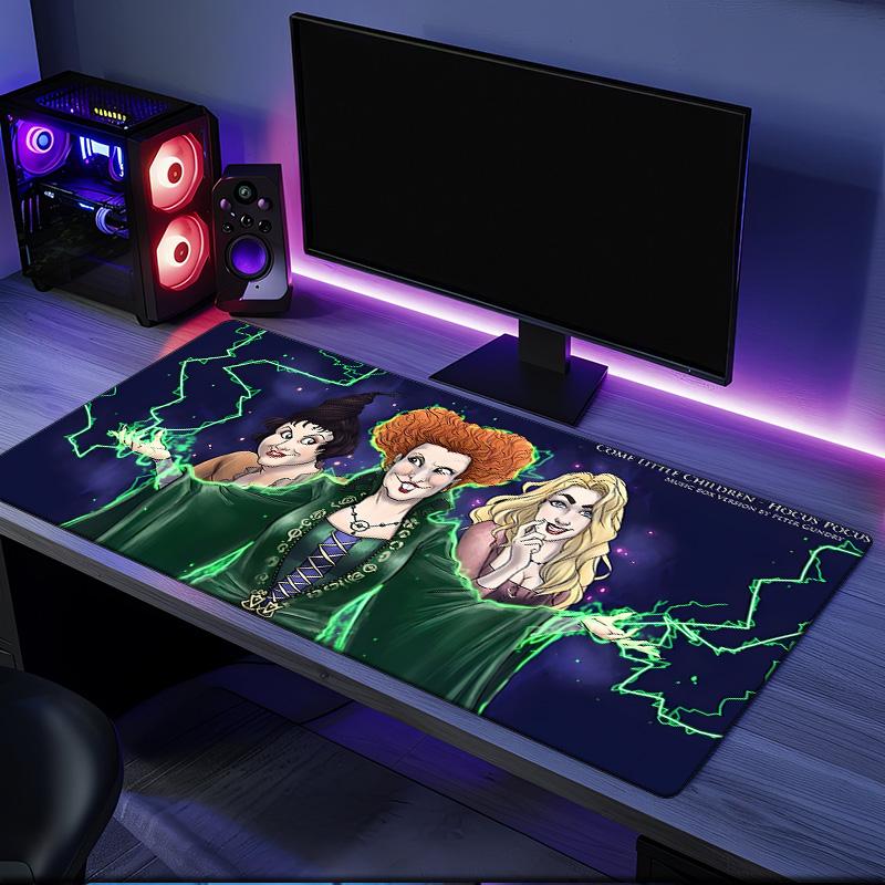 Witch Sisters In The Moonlight Mouse Pad, Rubber Base, Mouse Pad for Gamers and Office Use, Gaming Desk , Easy To Clean Mat Christmas fan gifts
