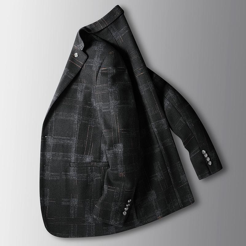 Autumn and Winter Light Luxury Business Wool Single West Middle-aged and Young People Hidden Compartment Convenience Trend Coat Thick
