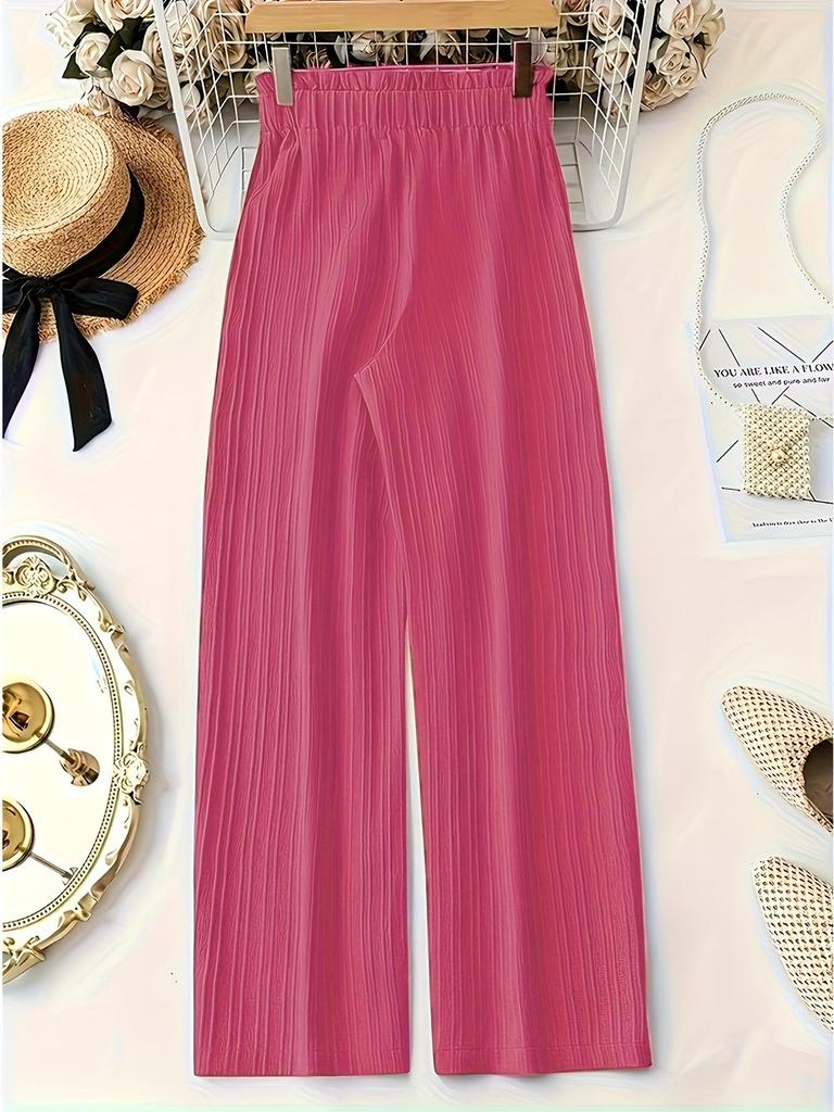 DY3514 Women's Elegant Solid Bow Long Pants - 2025 Autumn Collection
