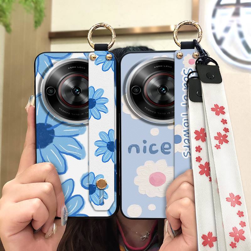 Shockproof Fashion Design Phone Case For ZTE Blade A75 5G/Nubia Focus 5G/Calf 5G Phone Holder Oil Painting Wrist Strap