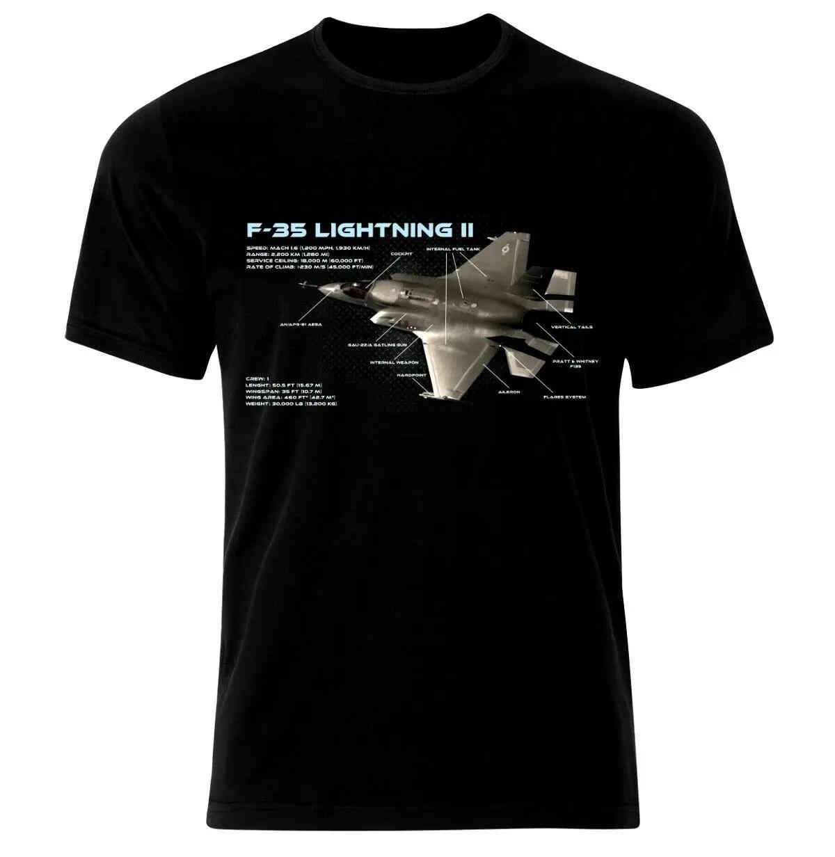 

US Air Force Lightening II F35 Fighter Aircraft Jet Blueprint TShirt Summer Cotton Short Sleeve ONeck Mens T Shirt New S3XL S