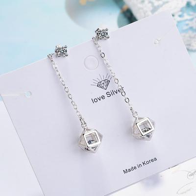 Brincos Stud Geométricos Minimalistas Coreanos com Diamante Brilhante para Mulheres