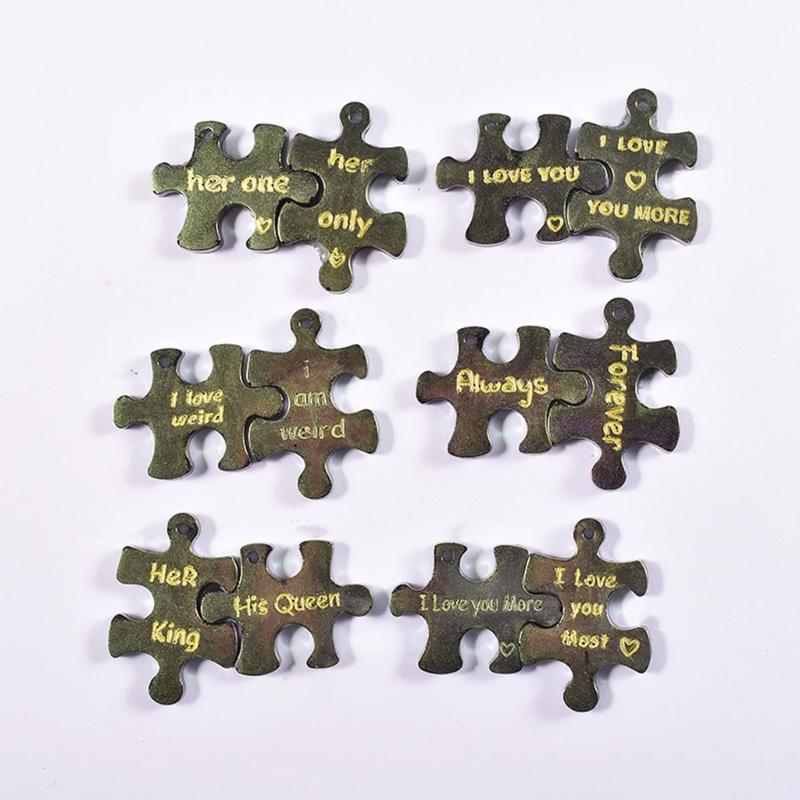 Aromatherapy Tablets Silicone Mold Puzzle Shape Resin Mold Keychain Charm Epoxy Casting Mold Rectangle Tags Molds DIY