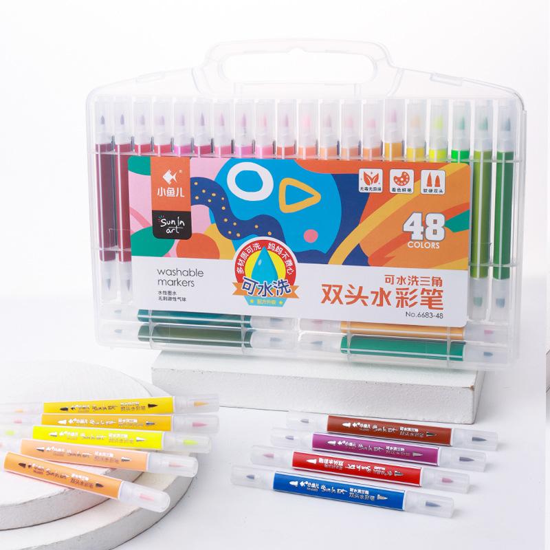 Double Ended Watercolor Pen Set 12/24/36/48 Colors Children's Drawing Coloring Watercolor Pens Painting Graffiti Art Supplies