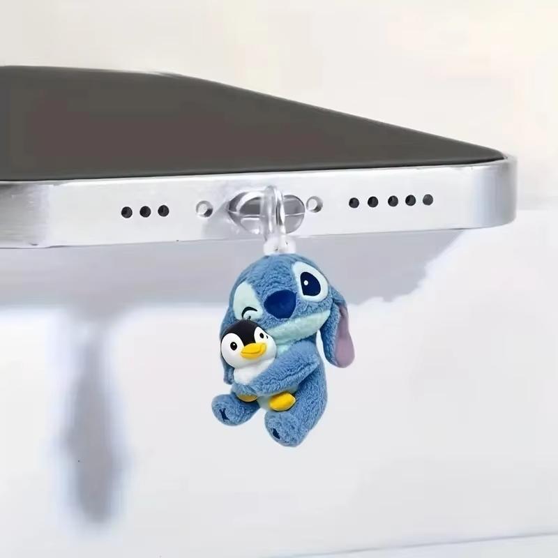 MINISO Stitch Phone Dustproof Plug for IPhone Type-c New Anime 2D Plane Type C Android Charging Port Dustplugs Ornaments Gift