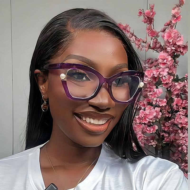 Anti-blue Light Ladies Flat Pearl Decorative Glasses Frame