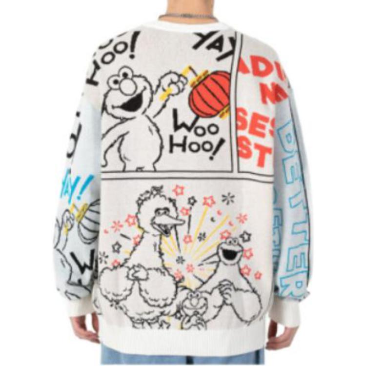 adidas X SESAME STREET Crossover Cartoon Alphabet Full Print Round Neck Knitwear HD7294