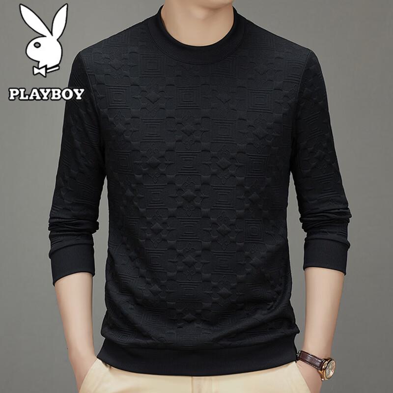 PLAYBOY Men's Casual Crew Neck Long Sleeve Pullover Sweater