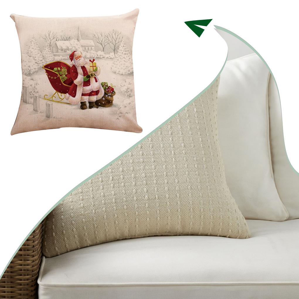 Skin-friendly Cushion Cover Christmas Theme Non-toxic Extra Thick Christmas Cushion Cover Bed Sofa