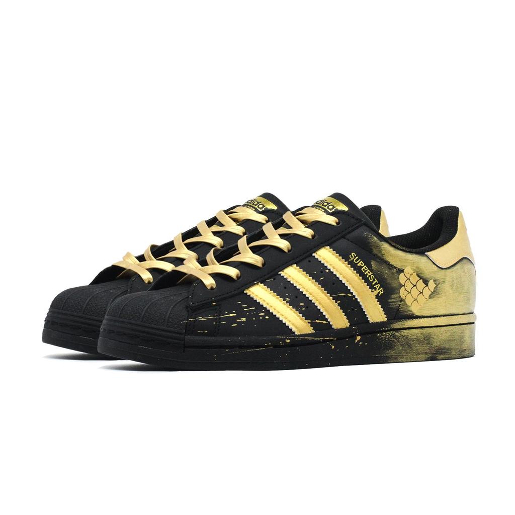 adidas Originály SUPERSTAR Černá Zlatá Dračí Šupiny Nízké Skateboardové Boty Unisex Černá Zlatá EG4959(Tým140-)