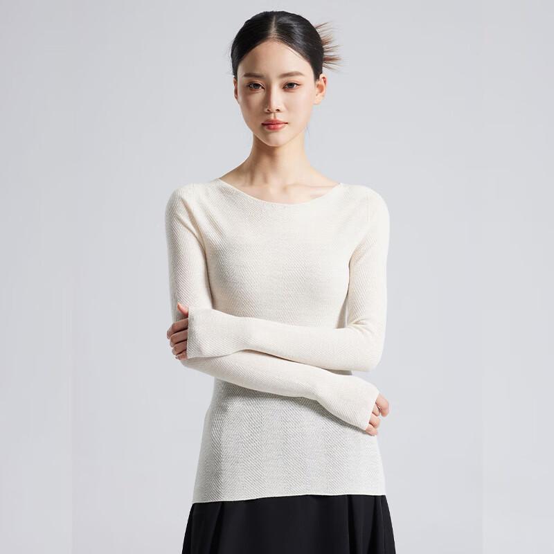 Fengxun Seamless Low Round Neck Silk Cashmere Blend Base Layer Sweater