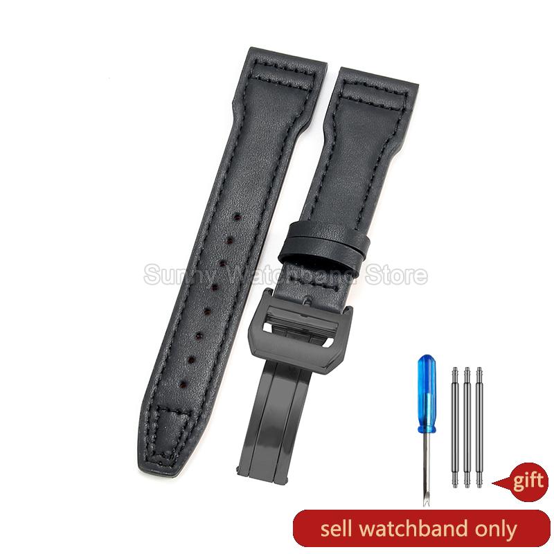 Coffee Black 20 21 22mm for IWC Portofino Le Petit Prince Portugieser Cowhide Watch Band Special Interface Needle Buckle Durable