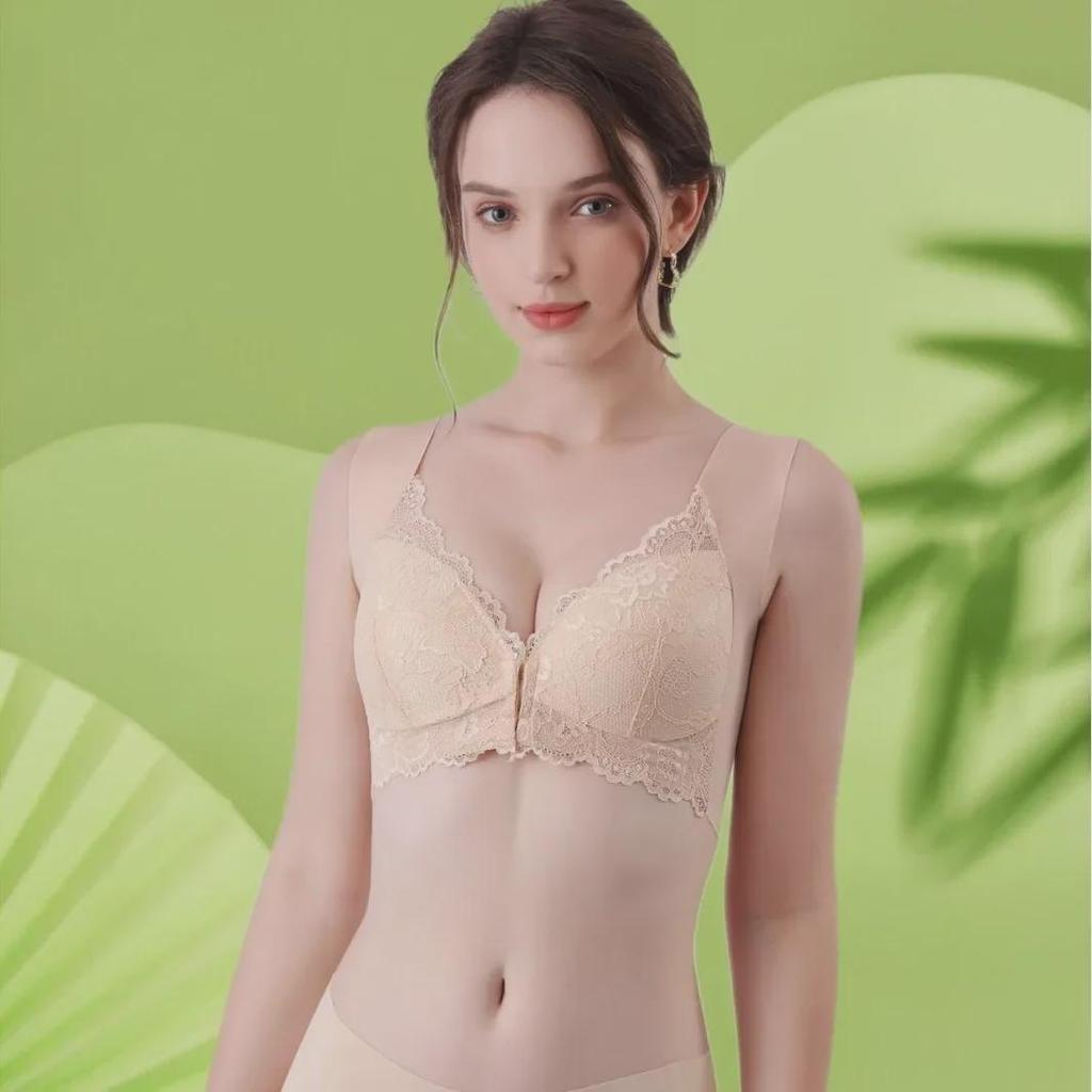 Sujetador de lactancia con encaje y hebilla delantera, 6 colores, 11 tallas (M-9XL), Sexy y comprensiva