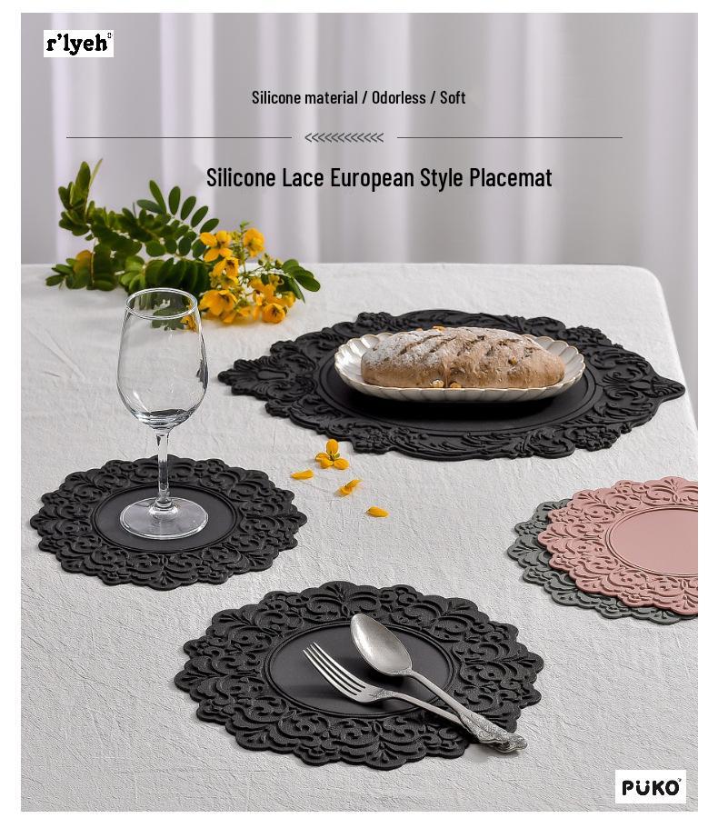 Nordic Silicone Embossed Lace Heat-Resistant Mat - Placemat, Teacup, Bowl, Pot, and Dinner Plate Accessory