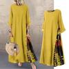 Plus Size Floral Maxi Dress Women Loose Swing Long Vestidos Big Half Sleeve Casual Holiday Beach Robe