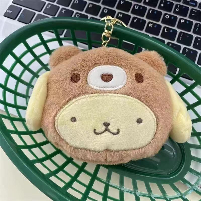 Kuromi Plush Keychain Wallet Melody Cinnamoroll Plushies Coin Purse Earphone Organizer Bag Pendant Key Ring Girls Gifts