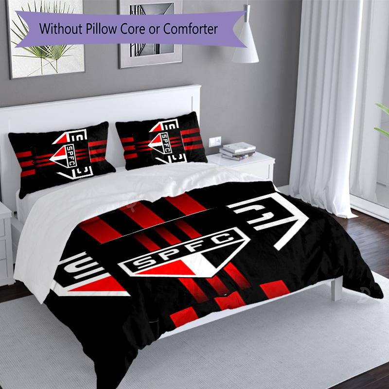3pcs São Paulo FC Logo Pattern Bedding Set Duvet Cover Set Includes Duvet Cover &pillowcases, Perfect All Season Bedroom Decoration & Gift