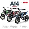 iScooter A14 14'' Children's Electric Motorcycle Motor 500W Battery 36V/5.2Ah Max Speed 17MPH Front And Rear Dual Shock Absorption With Bluetooth