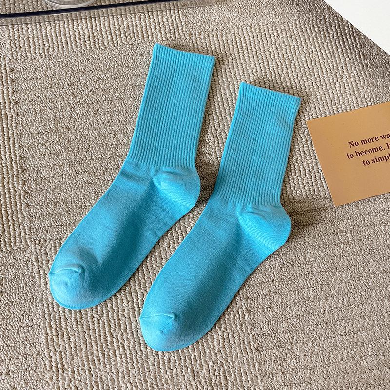 Women's Trendy Candy Color Thin Mid-Calf Socks - Colorful Japanese Style Summer Pile Socks