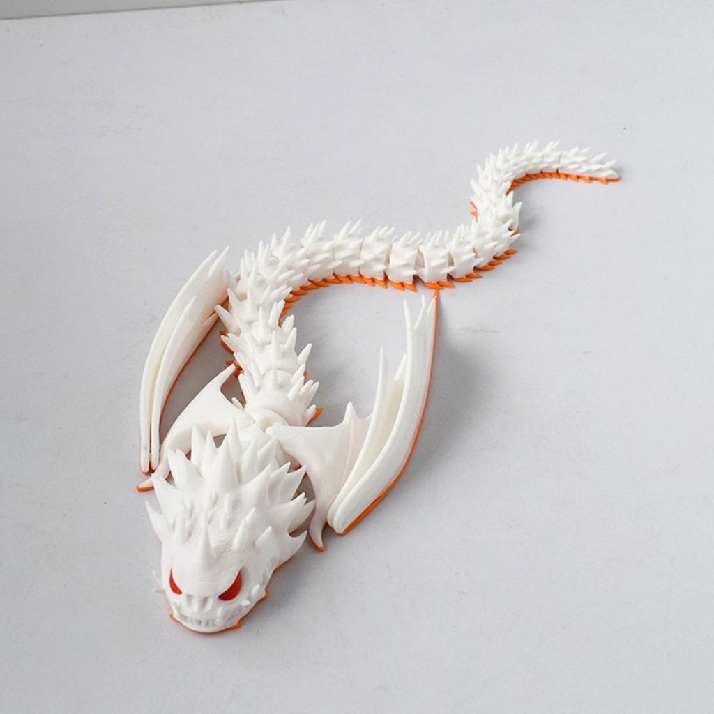 Simulation Thorny Flying Dragon Toy Statue Creative Desktop Ornaments Joints Movable Cool White Dragon Toy Model Children Gifts