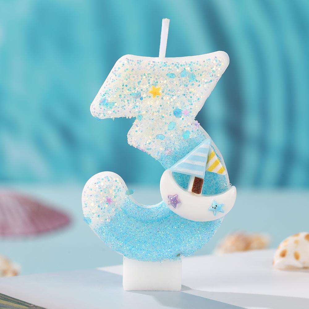 

Гладкое плавание Серия Океан Свечи ручной работы с цифрами и украшениями в виде маленьких лодочек Smooth Sailing