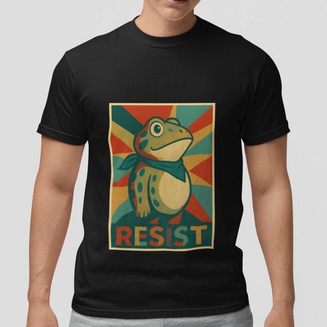 Portland Protest Frog T-Shirt Resist Graphic Tee Retro Political Art Unisex Stre L