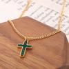 Stainless Steel Gold Color Link Chain Double Layers Necklace for Men Women Hip Hop With Crosses Charm Trend Jewelry Gift