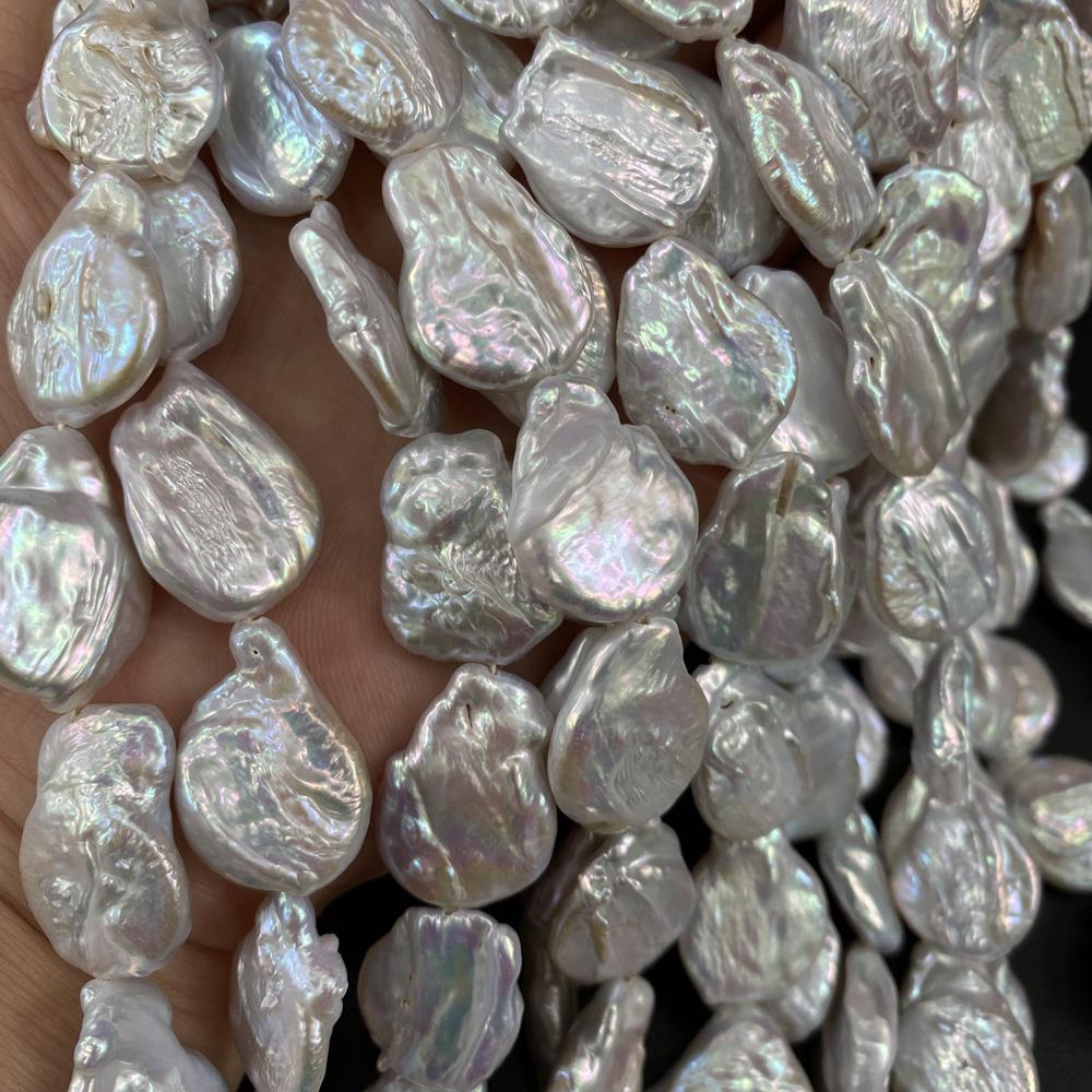 1String, Irregular Pearls, 15×25-18×27mm, White Natural Freshwater Pearl Beads for Jewelry Making DIY Supplies, Women's Craft Gifts 36cm