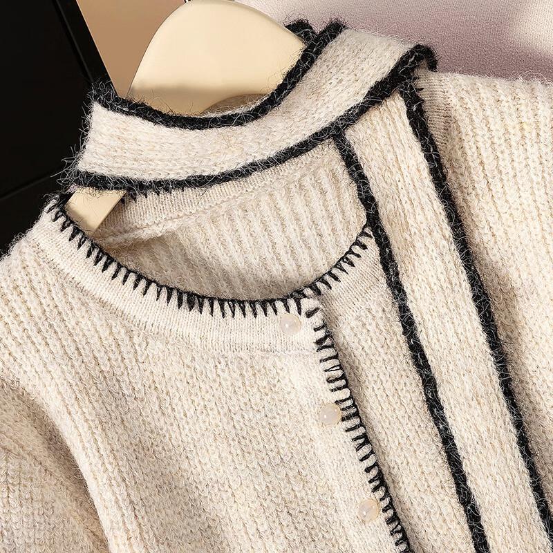 Women's Soft Wool Blend Colorblock Knit Cardigan
