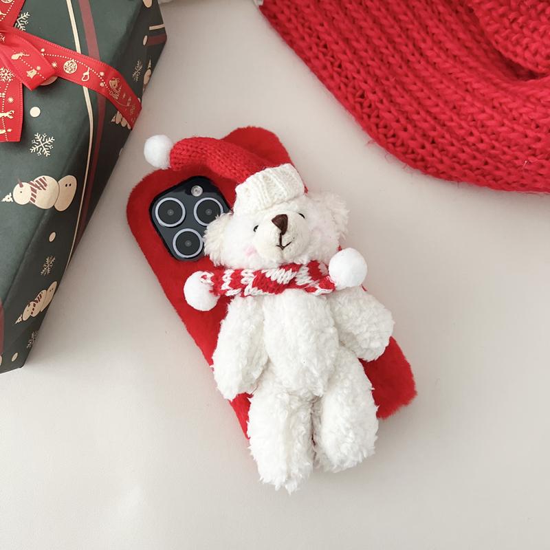 Simpatica Custodia Peluche Calze Albero di Natale per iphone 15 14 13 Pro Max 12 11 X XS XR /Samsung S23 S22 Ultra A13 A23 A33 A53 A12 A32 A52 A14/Redmi Note11 11S