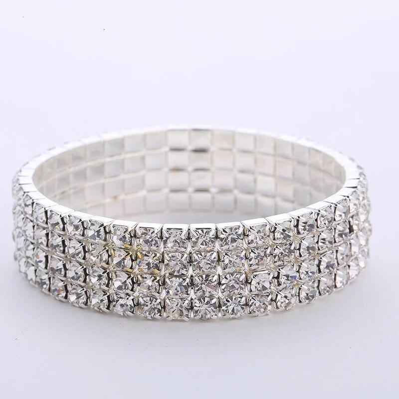 Hot Sale Multiple Styles Fashion Crystal Stretch Shine Bracelets For Women Couple Girlsfriend Bangles Wedding Bridal Gifts 2024