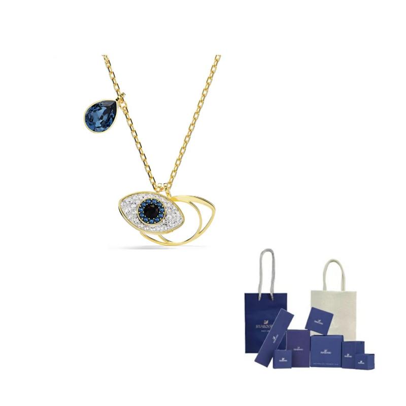 Swarovski Symbolica Devil Eye Pattern Hollow Pendant Imitation Crystal Necklace Women necklace Gold 5692178