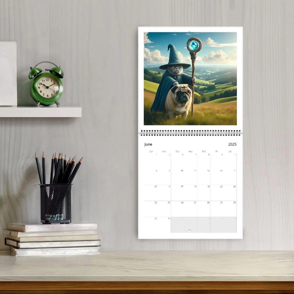 Original Illustrations Cartoon Cat Calendar Medieval Hanging Wall Calendary  New Year Gifts