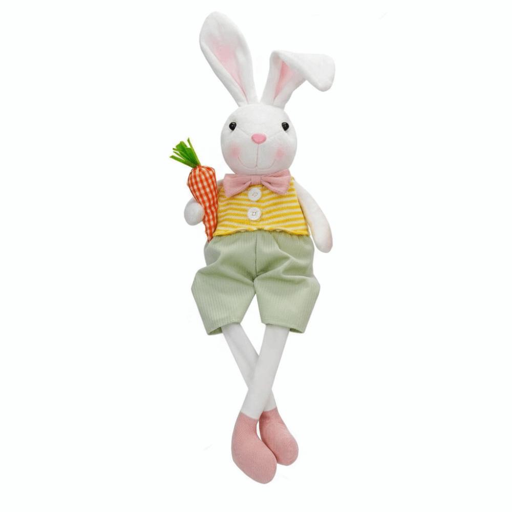 Carrot Flower Basket Easter Rabbit Decoration Adjustable Long Legged Rabbit Doll Office Desk