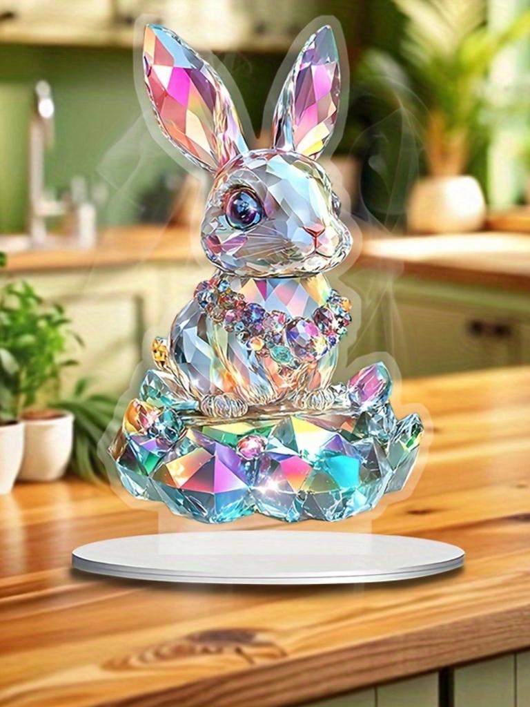 1 Piece Rainbow Colored Crystal Bunny, Suitable for Home and Office - Perfect for Easter Bunny Home Decoration Accessories
