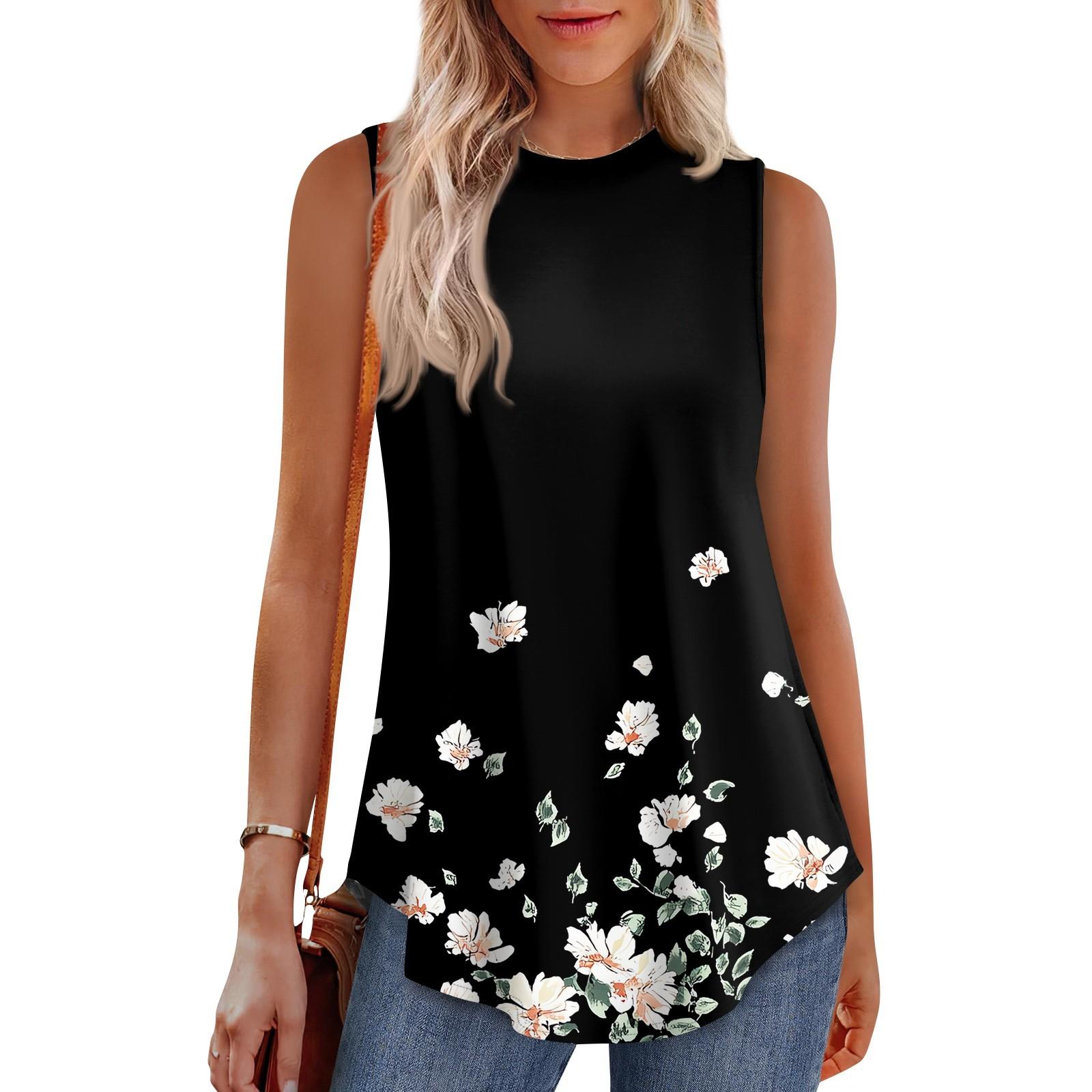 Женская модная повседневная майка без рукавов с винтажным принтом, топ без рукавов с круглым вырезом L