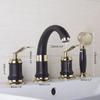 Double Handles Black Golden-Plated 4 Bathroom Wash Basin Faucet Sink Brass Vessel Bathtub Torneira Tap Mixer Faucet White