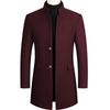 Men's Mid-Length Woolen Overcoat with Cotton Padding