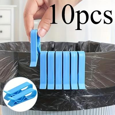 10pcs Trash Can Clips,Anti Slip Garbage Can Plastic Bags Clips, Trash Bag Fixed Clips, Kitchen Bathroom School Dormitory Accessories,Cleaning Supplies