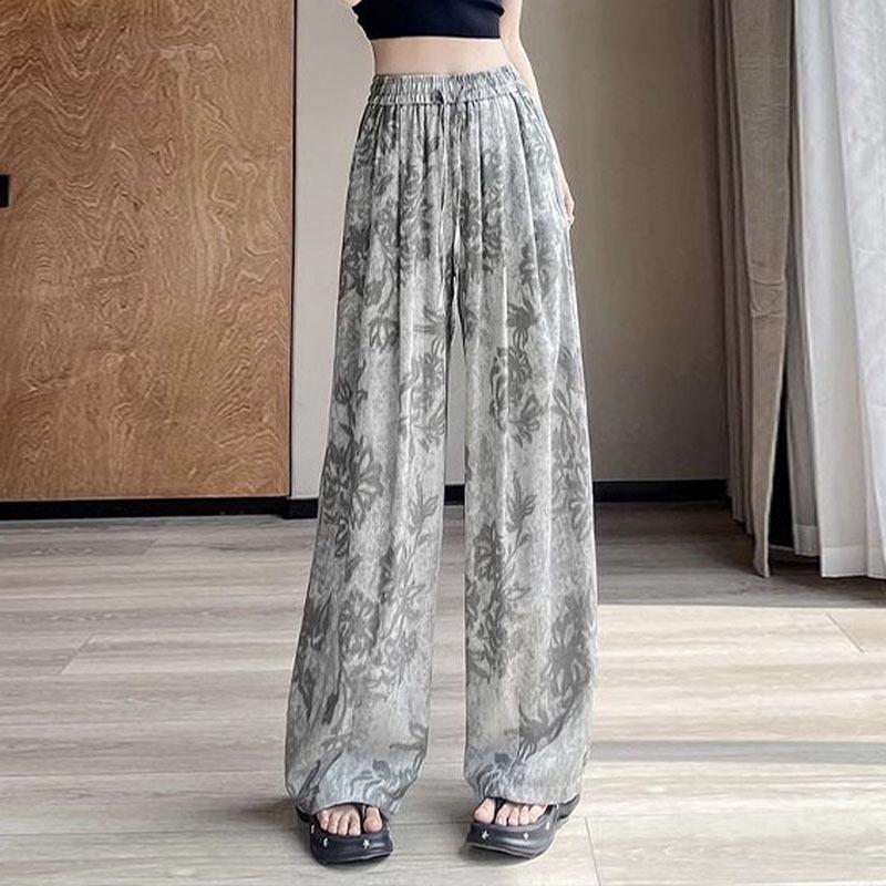 Women's Summer 2026 Sun Protection Wide-Leg Printed Pants - Slimming, Casual, and Versatile Long Style