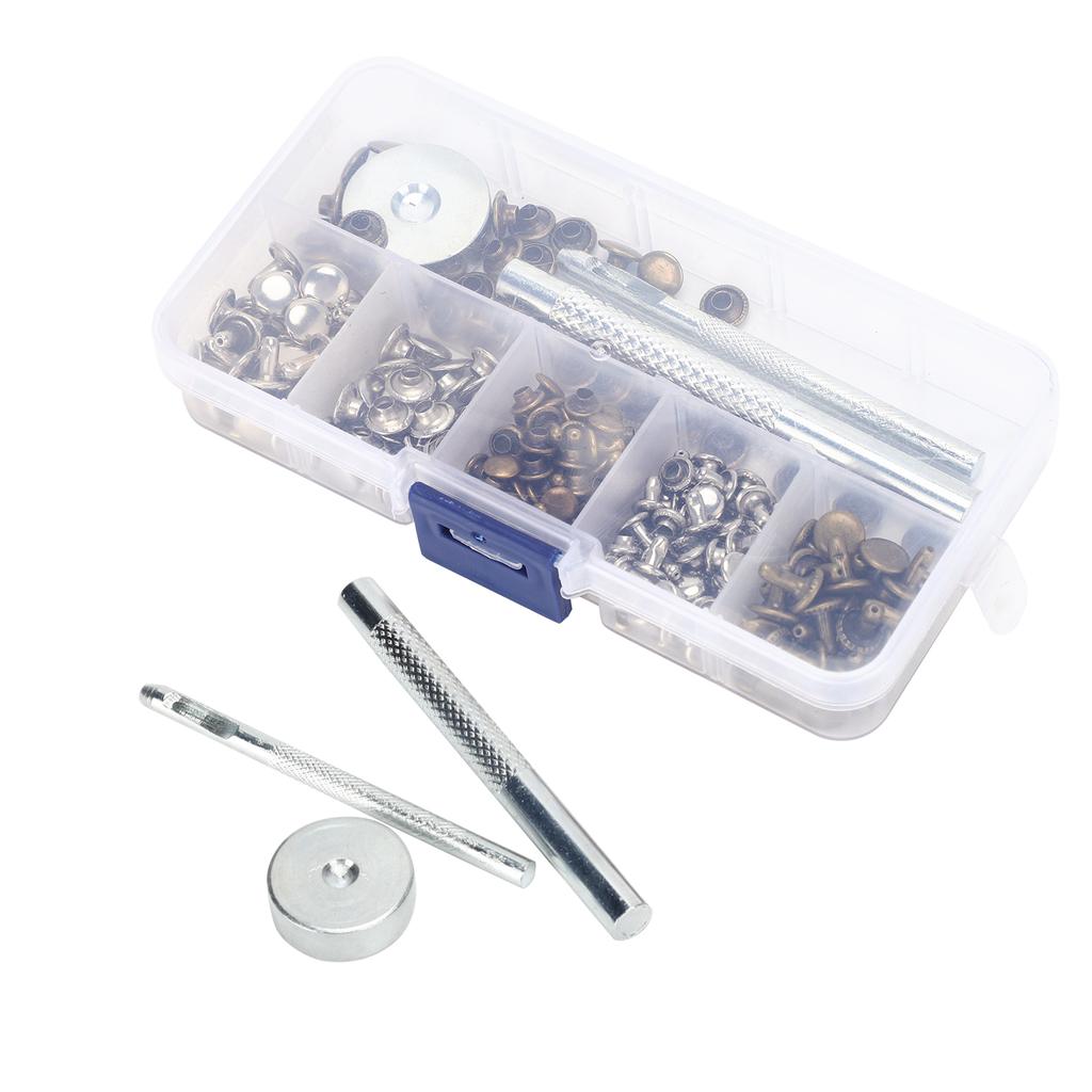 120Pcs Leather Rivets Set Double Cap Metal Fixing Stud DIY Hand Made Accessories 6MM 8MM