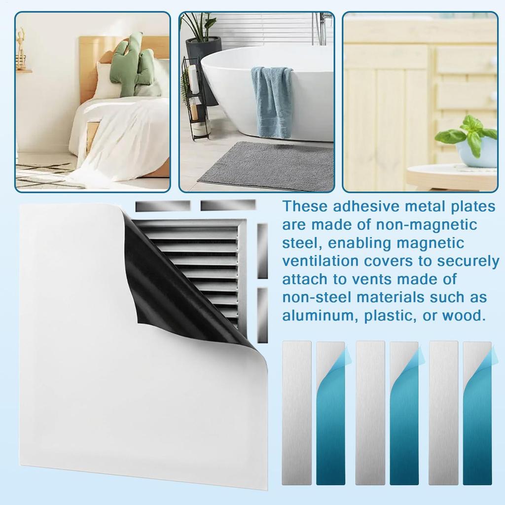 Adhesive Metal Plates 20PCS Self-Adhesive Steel Strips Magnetic Mounting Plates For Magnet Hold, Cabinet Kitchen Door Vent