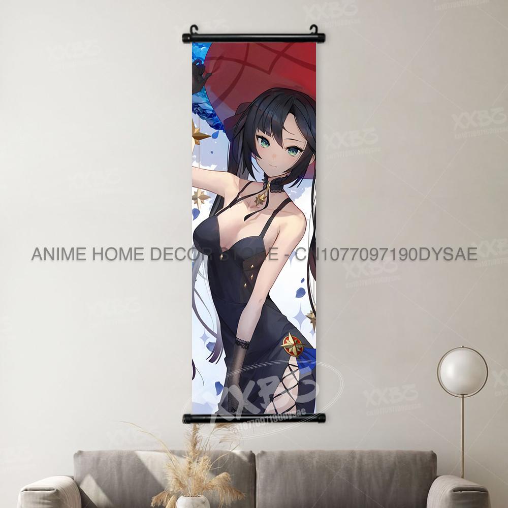 Game Genshin Impact Poster Sexy Anime Mona Home Decor Scroll Picture Sucrose Wall Art Decorative Hanging Painting Interior Mural