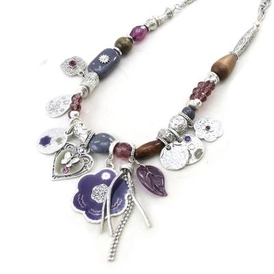 [C5320] - Κολιέ Δημιουργού 'Ματριόσκα' Μωβ