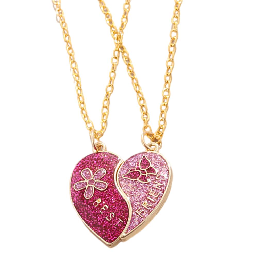 Stylish Best Friends Neck Jewelry Set Magnetic Best Friends Necklace with Heart Butterfly Flower Women Clavicle Chain